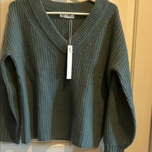 One Grey Day Grayish Green V-Neck Sweater Brand New Size Small